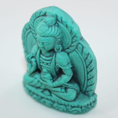 Mini Kuan Yin Statue - Antiqued Jade Resin Finish