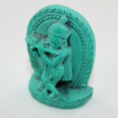 Mini Krishna Statue - Antiqued Jade Resin Color