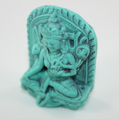 Mini Green Tara Statue - Antiqued Jade Resin Color