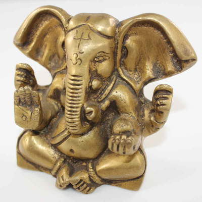 Meditating Ganesh Statue - Brass