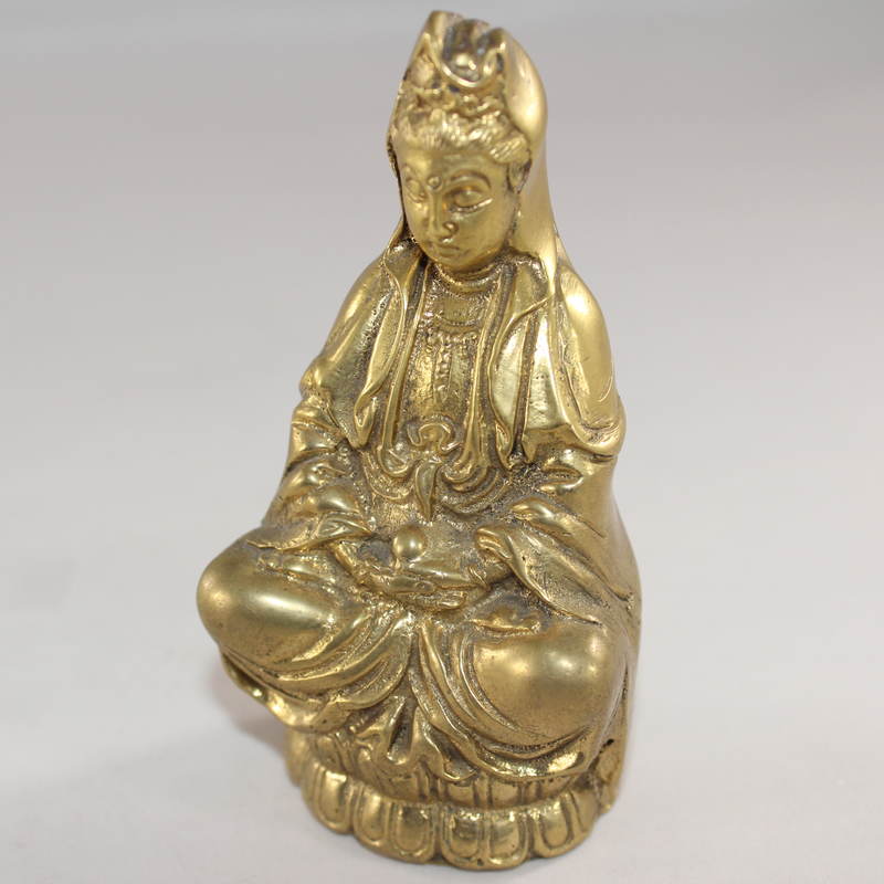 Brass Meditating Kuan Yin Statue