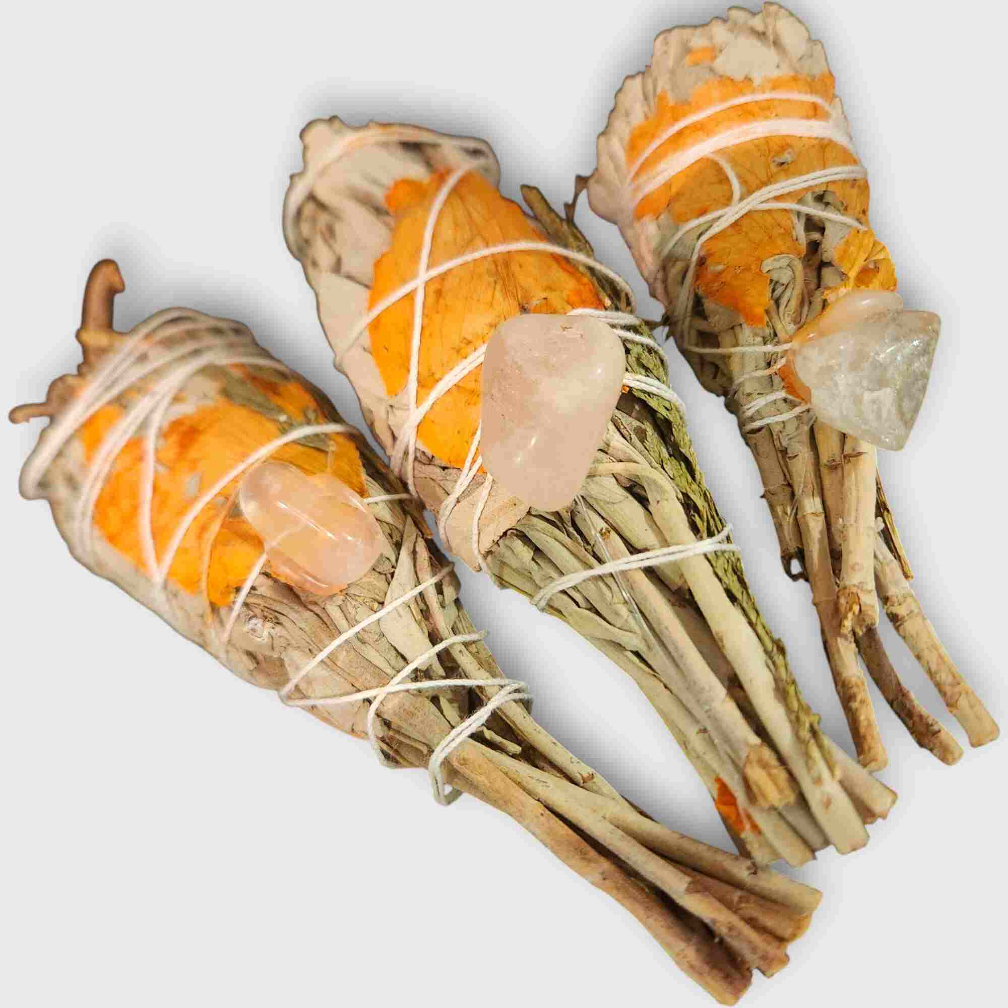 Sage - White Sage, Mitron Leaves, Rose Petals and Citrine Smudge