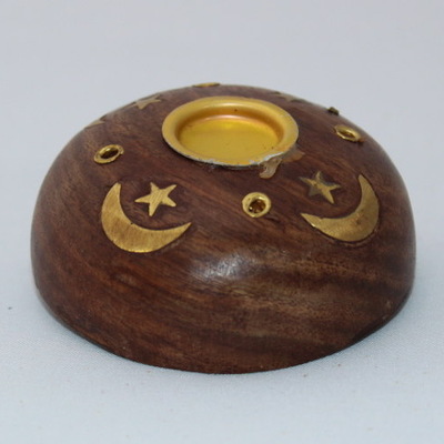 Moon and Star Wooden Incense Burner